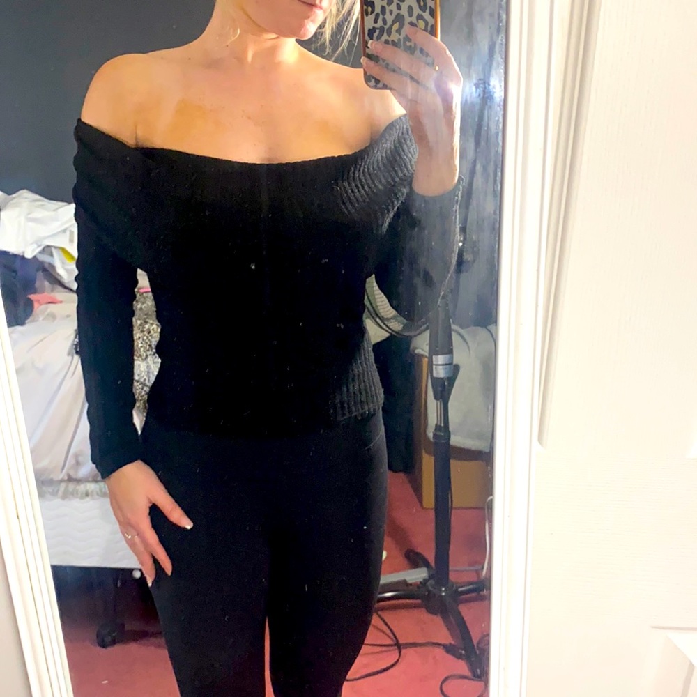 Black off the shoulders sweater